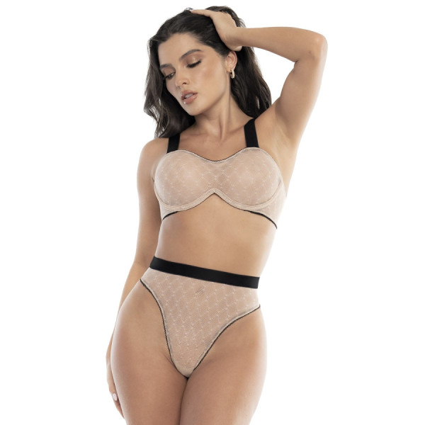 Ensemble 2 pièces soutien-gorge et culotte Chair / Noir 